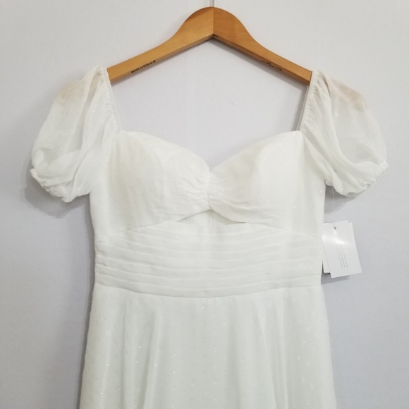 NWT Jules & Cleo White Shimmery Polka DotShort Sleeve Mini Dress Size 2 - Picture 3 of 13